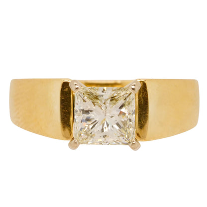 14K Gold Bold Cathedral Shank Solitaire With Princess Cut Diamond Ring