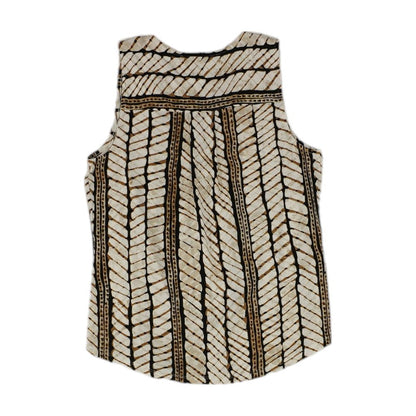 Beige Graphic Sleeveless Blouse