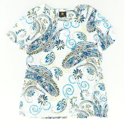 White Paisley Short Sleeve Blouse