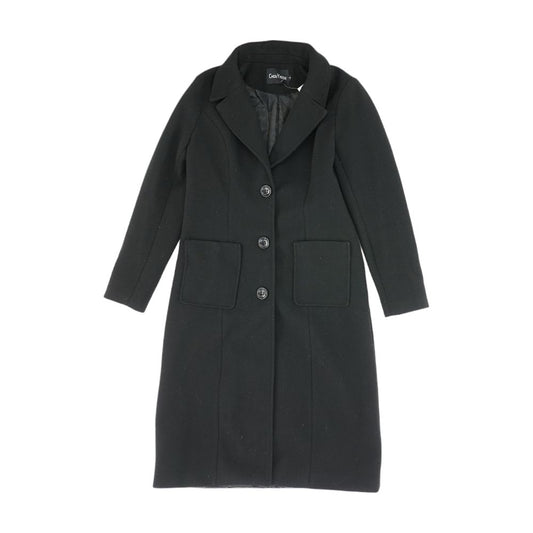 Black Solid Peacoat Coat