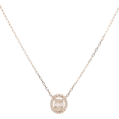 18K White Gold Oval Shaped Diamond With Diamond Halo Pendant Necklace