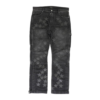 Black x Chemist Leather Star Straight Jeans