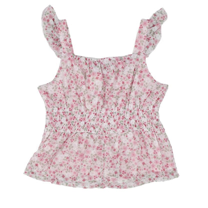 Pink Floral Sleeveless Blouse