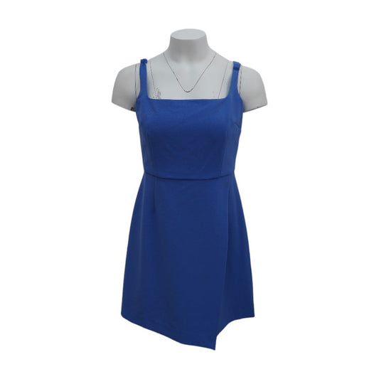 Blue Solid Midi Dress