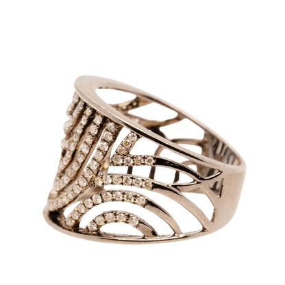 14K Gold Black Rhodium Diamond Swirl Band