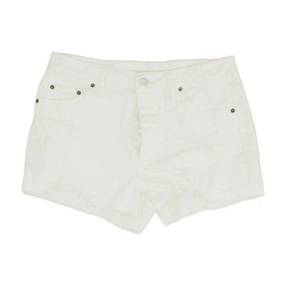 White Solid Denim Shorts