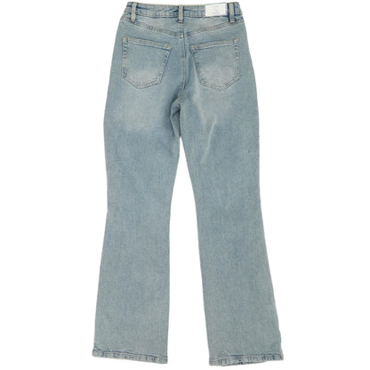 Blue Solid High Rise Bell Bottom Jeans