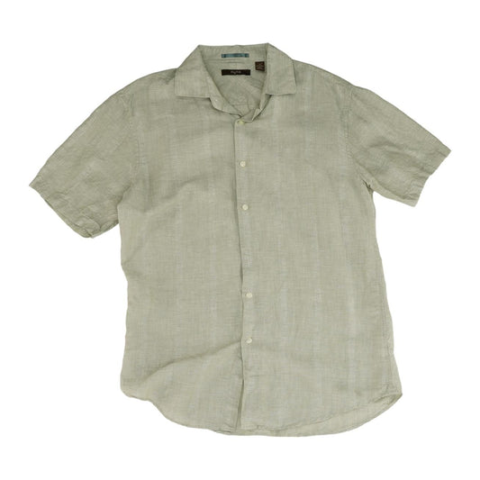 Green Striped Short Sleeve Button Down