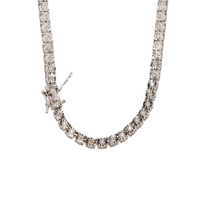 14K White Gold Round Illusion Set Diamond Tennis Necklace