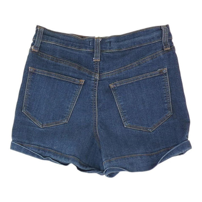 Blue Solid Denim Shorts