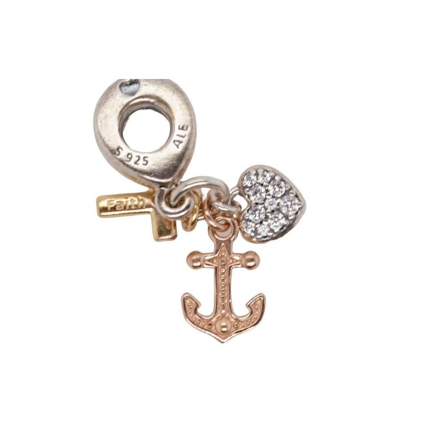 Faith Hope Love Charm Necklace 14K Gold Filled Heart Anchor Cross