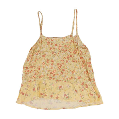 Yellow Floral Sleeveless Blouse