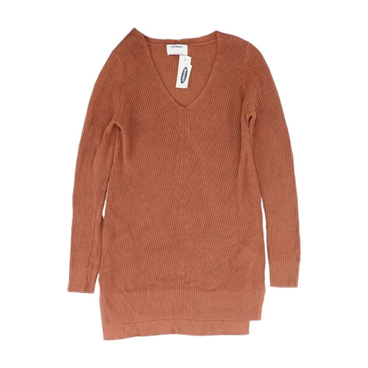 Orange Solid V-Neck Sweater