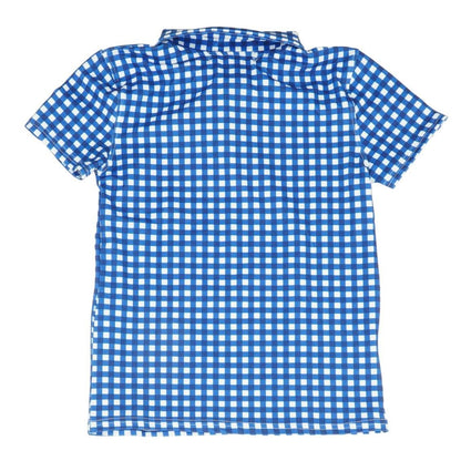 Blue Check Short Sleeve Polo