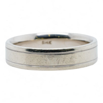 14K White Gold Comfort Fit Grooved Band