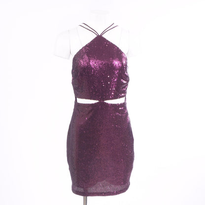 Purple Solid Mini Dress