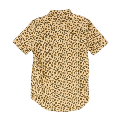 Tan Animal Print Short Sleeve Button Down