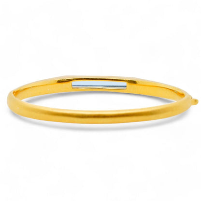 22K Gold Plated Light Blue Stone Hinged Bangle Bracelet