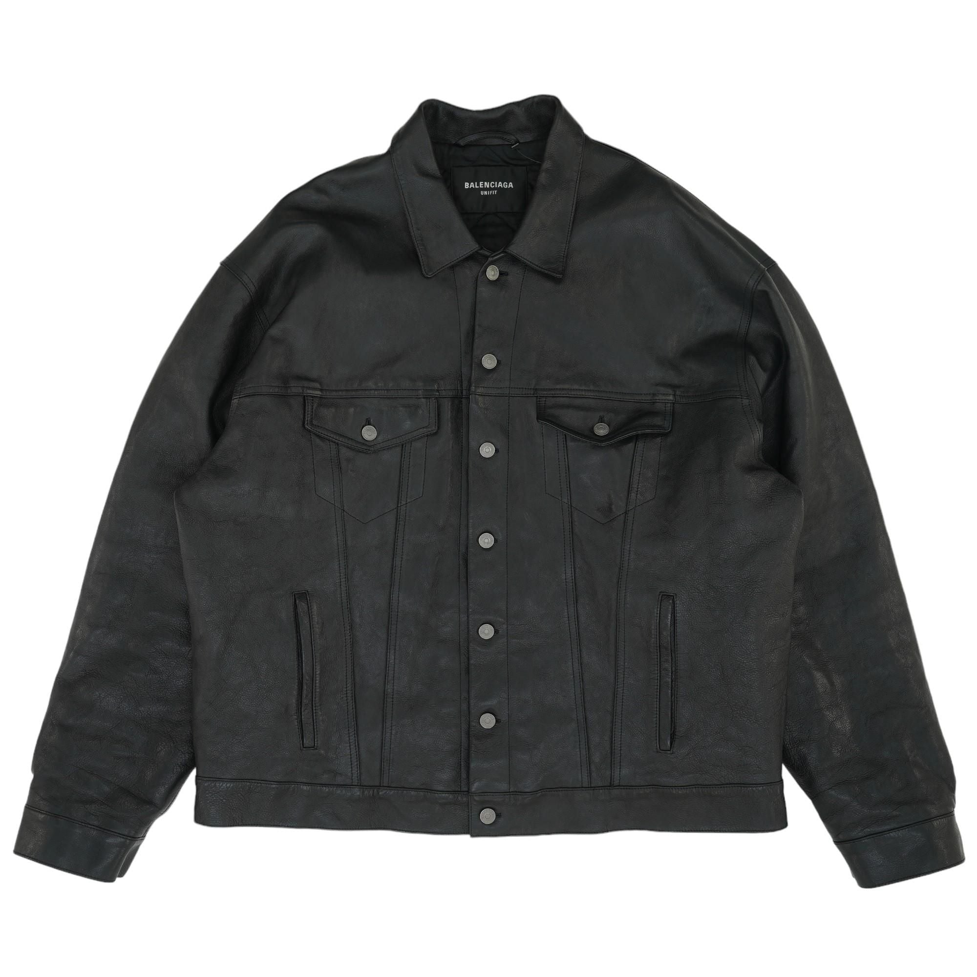 Black Solid Buffalo Leather Jacket