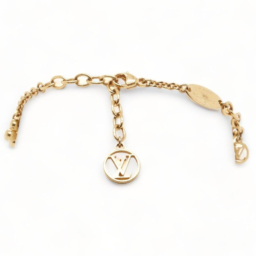 Louis Vuitton Gold & Silver Tone Logo Charm Logomania Bracelet