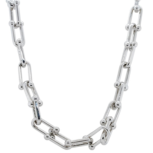 Silver Tone U Link Necklace