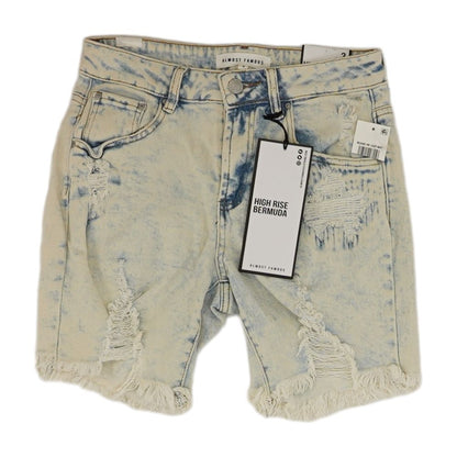 Blue Solid Denim Shorts