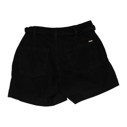 Black Solid Denim Shorts