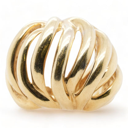 18K Gold Openwork Twist Dome Ring