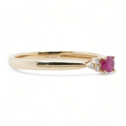 14K Gold East To West Ruby With Diamond Accents Band