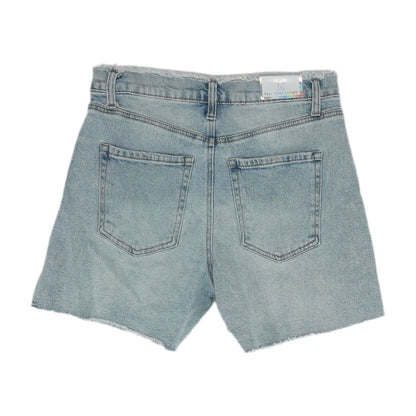 Blue Solid Denim Shorts