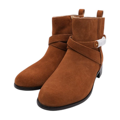 Brown Textile Boot Shoes