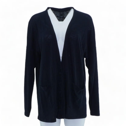 Black Solid Cardigan Sweater