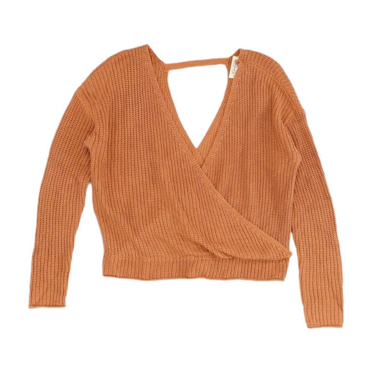 Rust Solid V-Neck Sweater