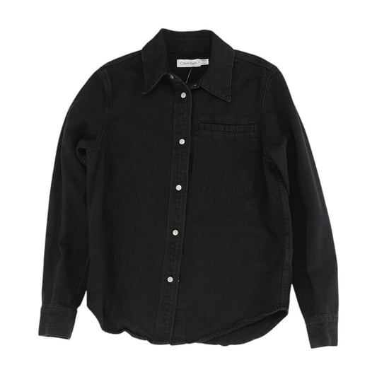 Black Solid Denim Jacket