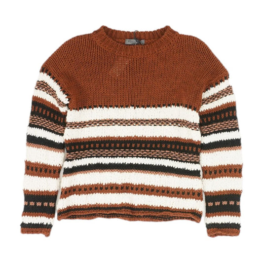 Rust Striped Crewneck Sweater