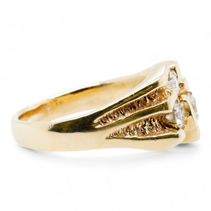 14K Gold Three Diamond Nugget Band