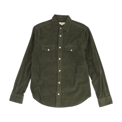 Green Solid Long Sleeve Button Down