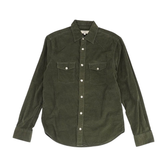 Green Solid Long Sleeve Button Down