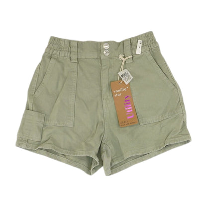 Green Solid Denim Shorts