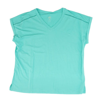 Turquoise Solid V Neck Knit Top