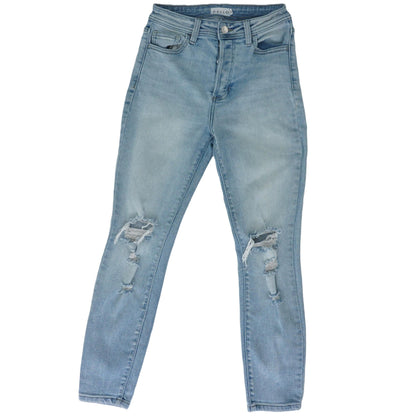 Blue Solid High Rise Slim Leg Jeans