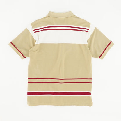 Tan Striped Short Sleeve Polo