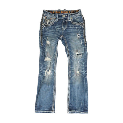 Blue Solid Slim Bootcut Jeans