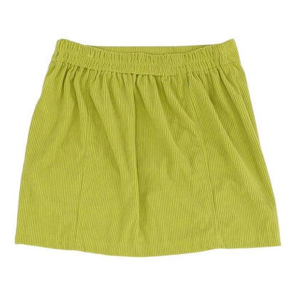 Green Solid Mini Skirt