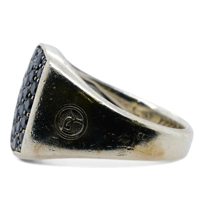 Sterling Silver Pave Black Diamond Signet Ring