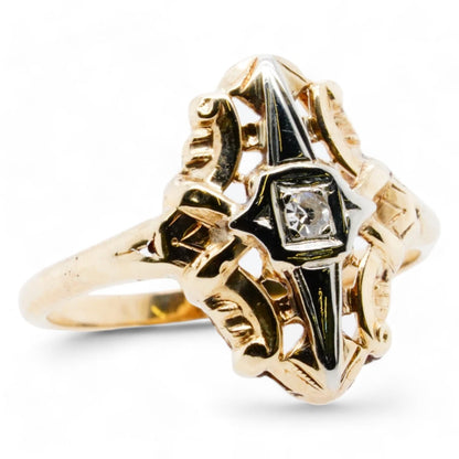 10K Gold Diamond Center Dinner Ring