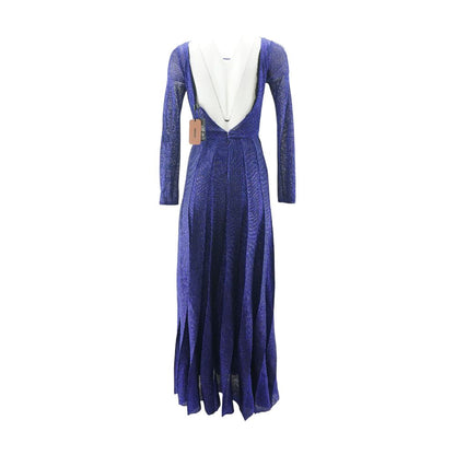 Blue Shimmering Long Sleeve Maxi Dress