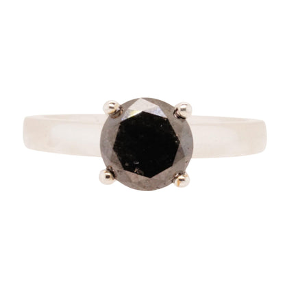 Sterling Silver Black Diamond Solitaire Ring