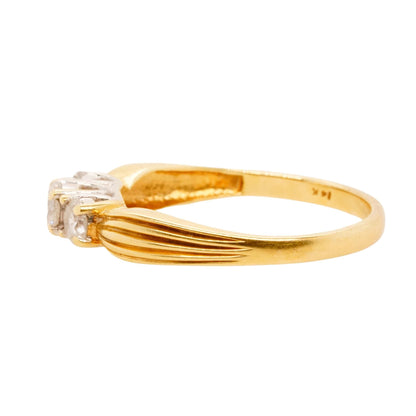 14K Two Tone Gold Three Round Diamond Band