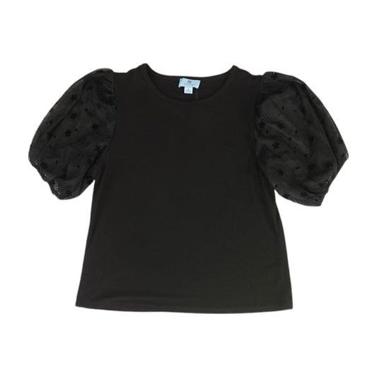 Black Solid Short Sleeve Blouse